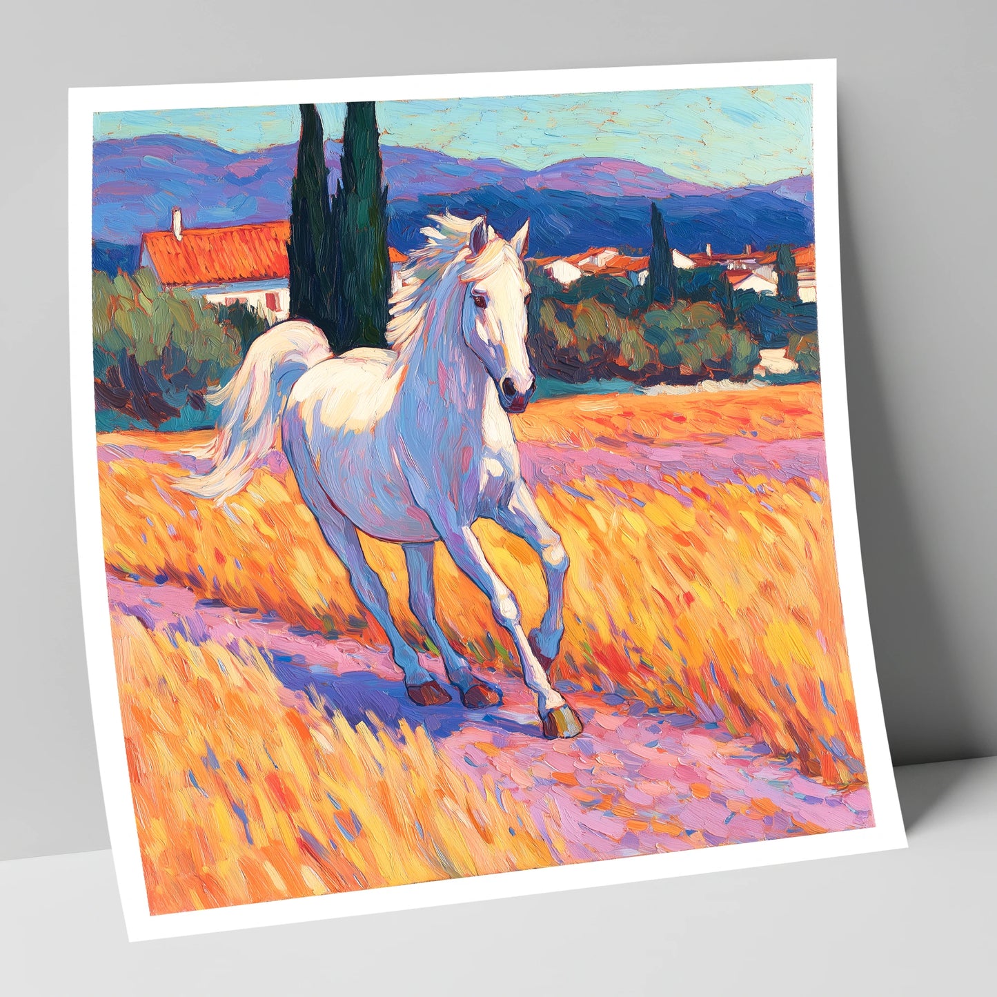 Sunlit Provincial Grey horse breed art print