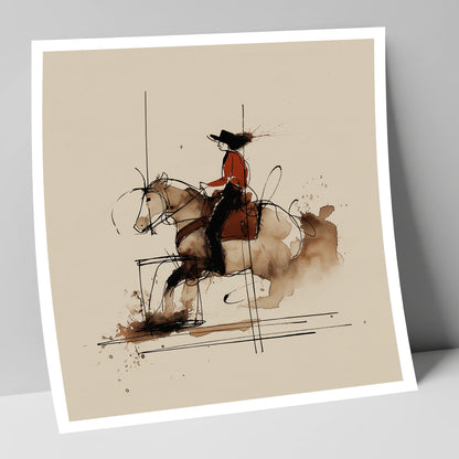 Crimson Western Rider western horse art print