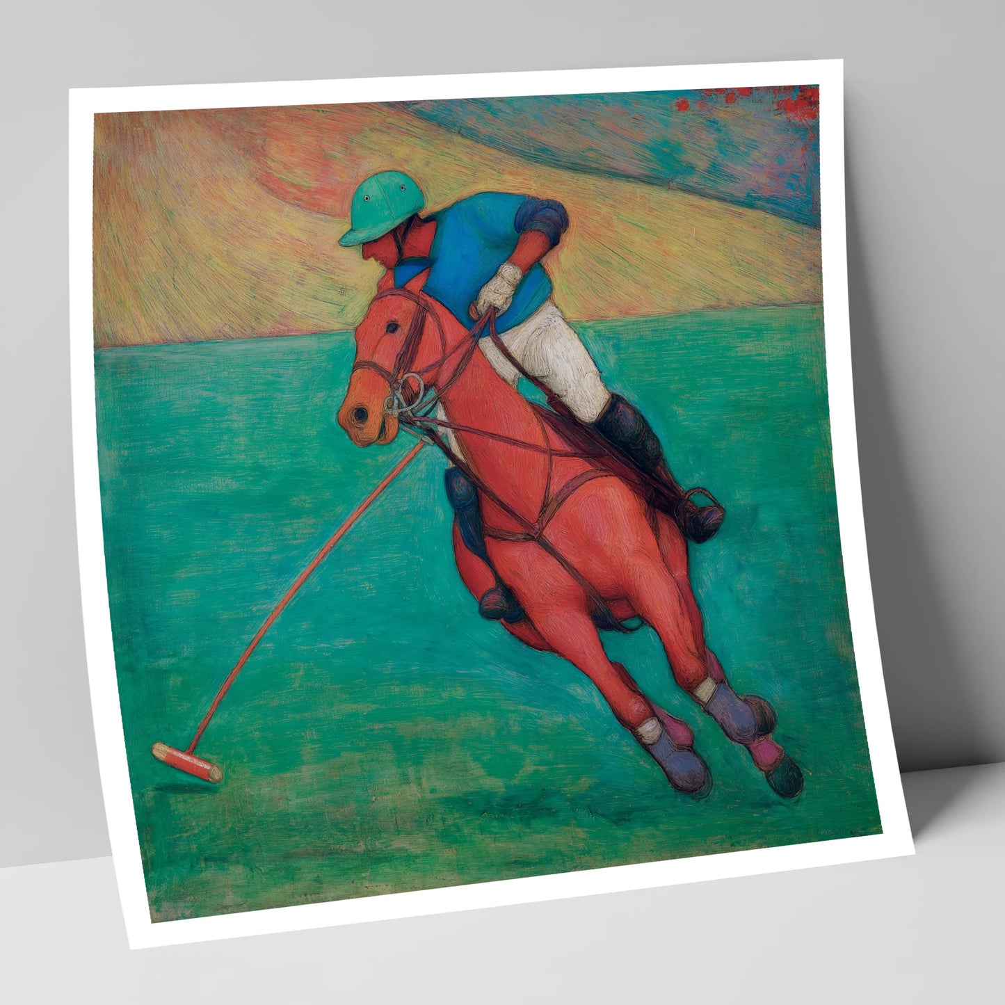 The Crimson Chukka polo horse art print