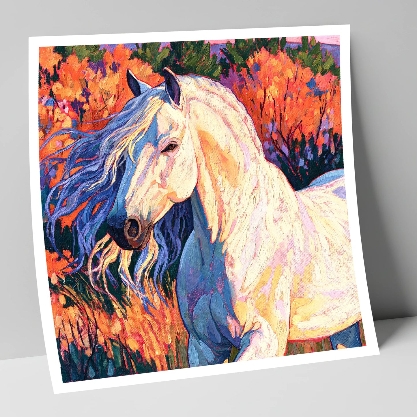 Vibrant White Andalusian Horse horse breed art print