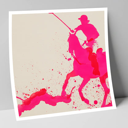 Vibrant Polo Strike polo horse art print