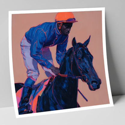 Indigo Charge racing horse art print