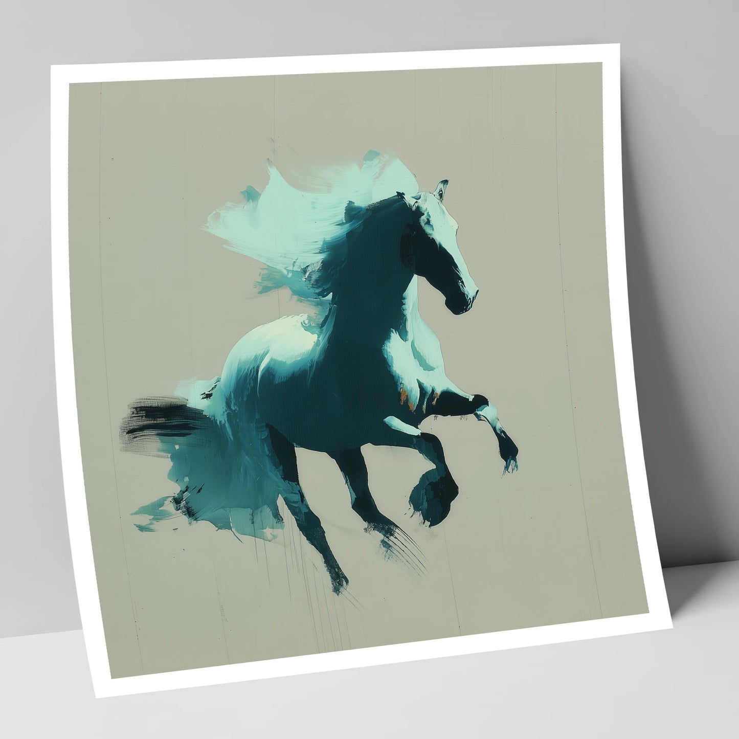 Dynamic Teal Stallion horse breed art print