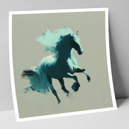 Dynamic Teal Stallion horse breed art print