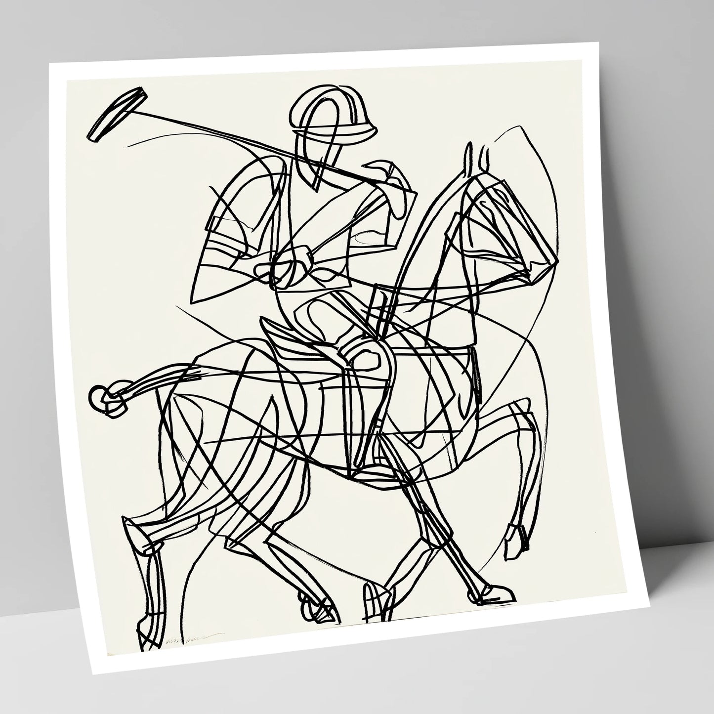 Linear Polo Strike polo horse art print