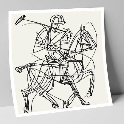 Linear Polo Strike polo horse art print