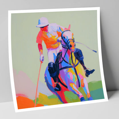Technicolour Drive polo horse art print