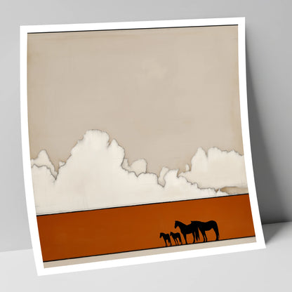Burnt Orange Horizon horse landscape art print