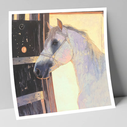 The Luminous Grey horse stable art print