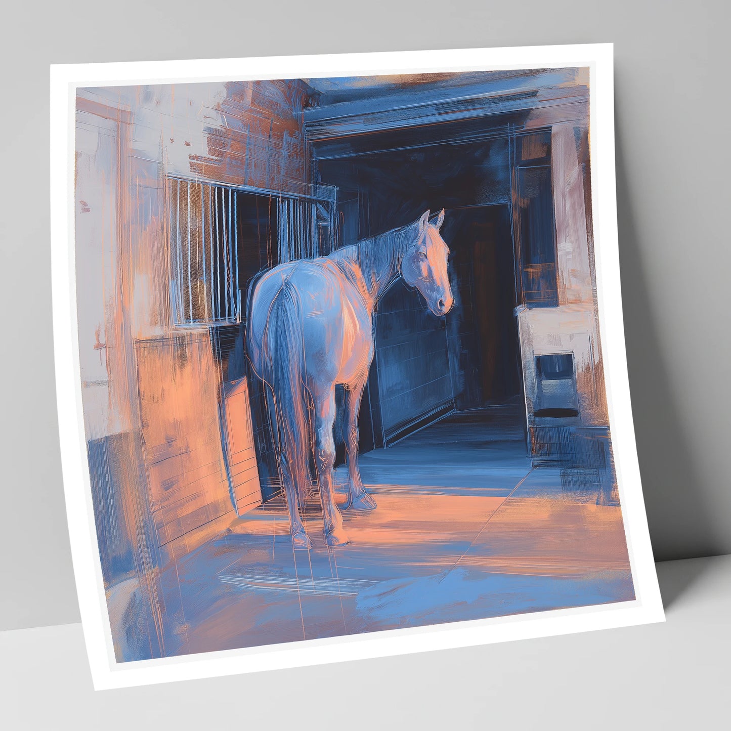 Quiet Light in the Yard horse stable art print