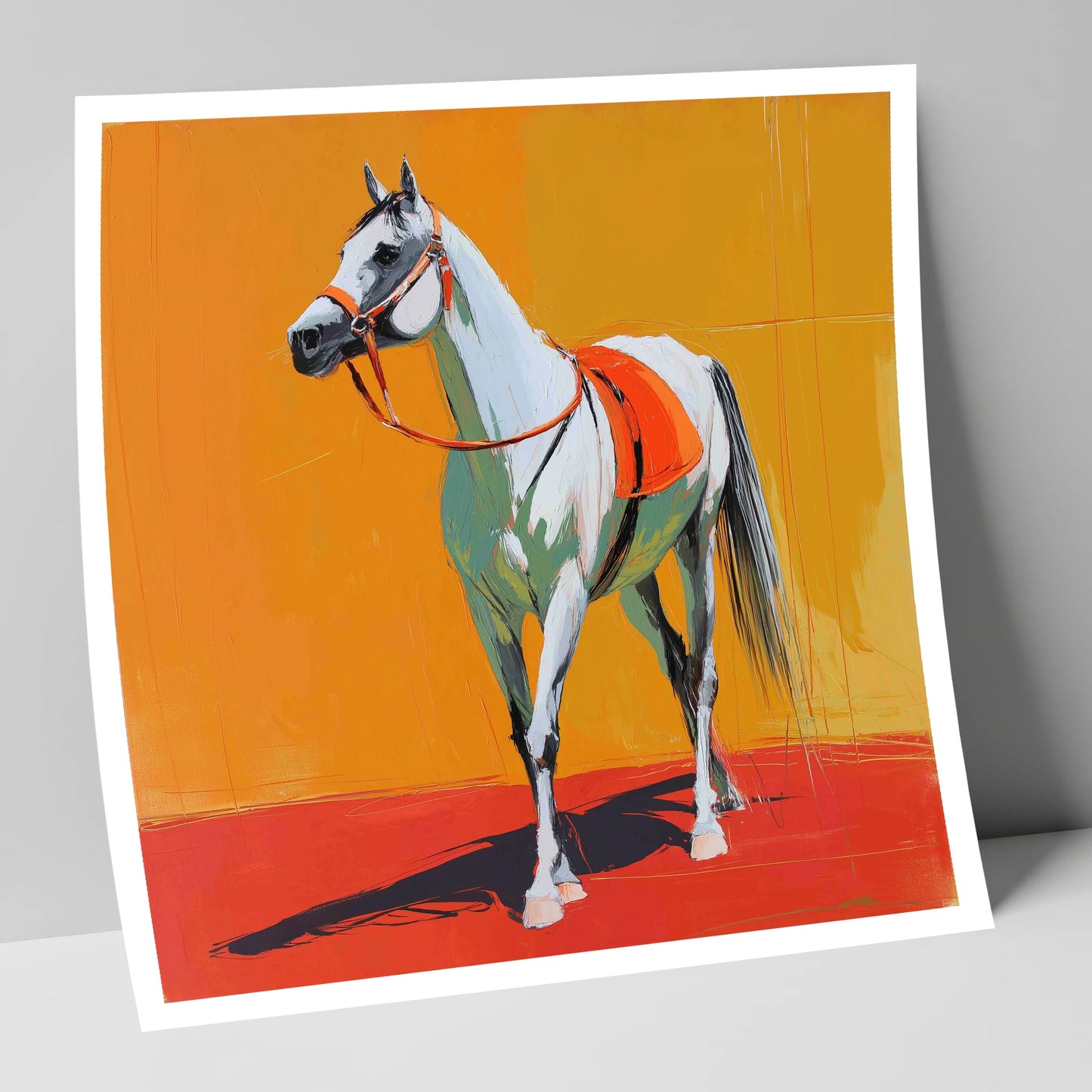 Sunlit Grey Arabian horse breed art print