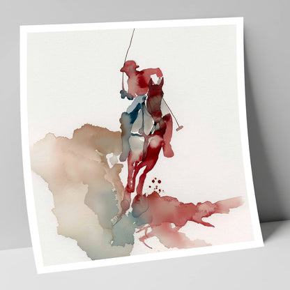 Crimson Chukka Strike polo horse art print