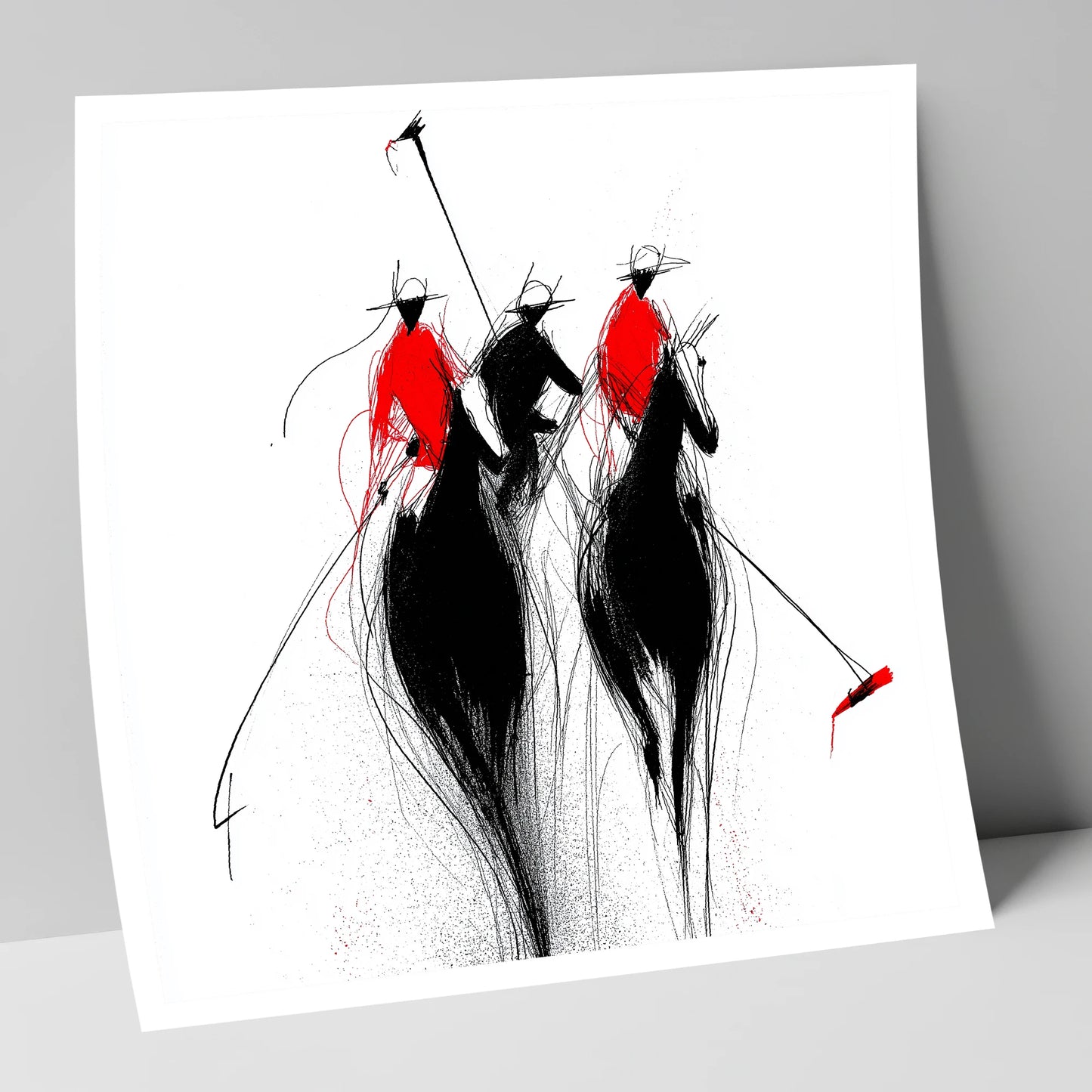 The Crimson Charge polo horse art print