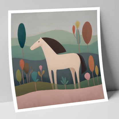 Tranquil Meadow Grey horse breed art print