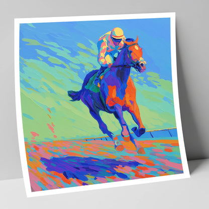 Vibrant Homestretch racing horse art print