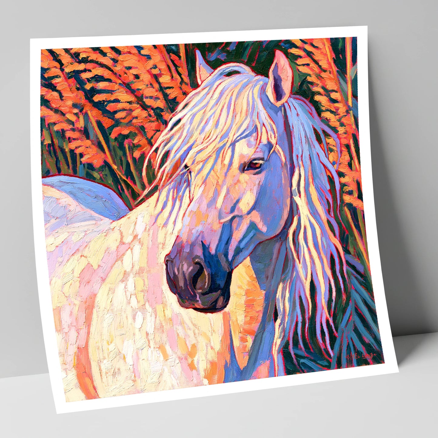 Vibrant Grey Horse Portrait horse breed art print