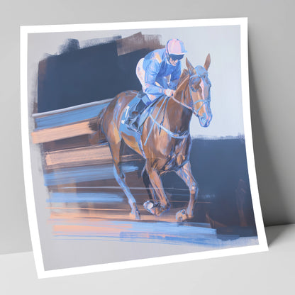 Velocity in Blue racing horse art print