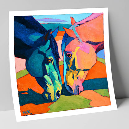 Vibrant Companions horse portrait art print
