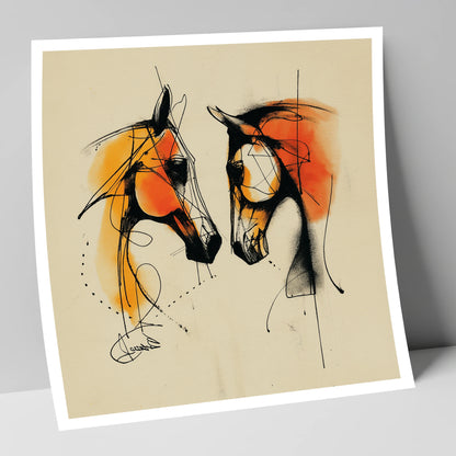 Abstract Amber Dialogue horse portrait art print