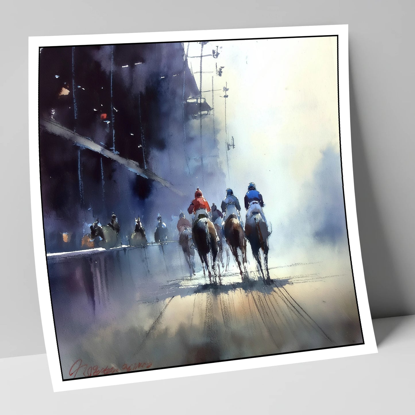 Towards the Post racing horse art print