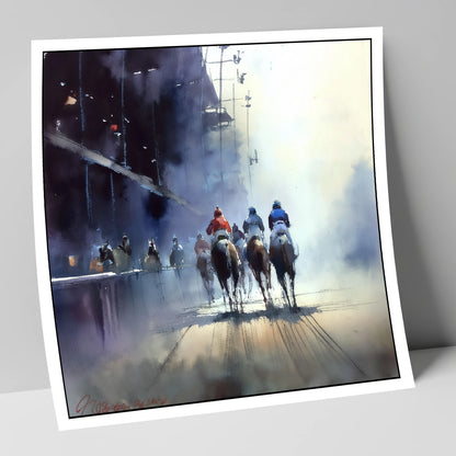Towards the Post racing horse art print