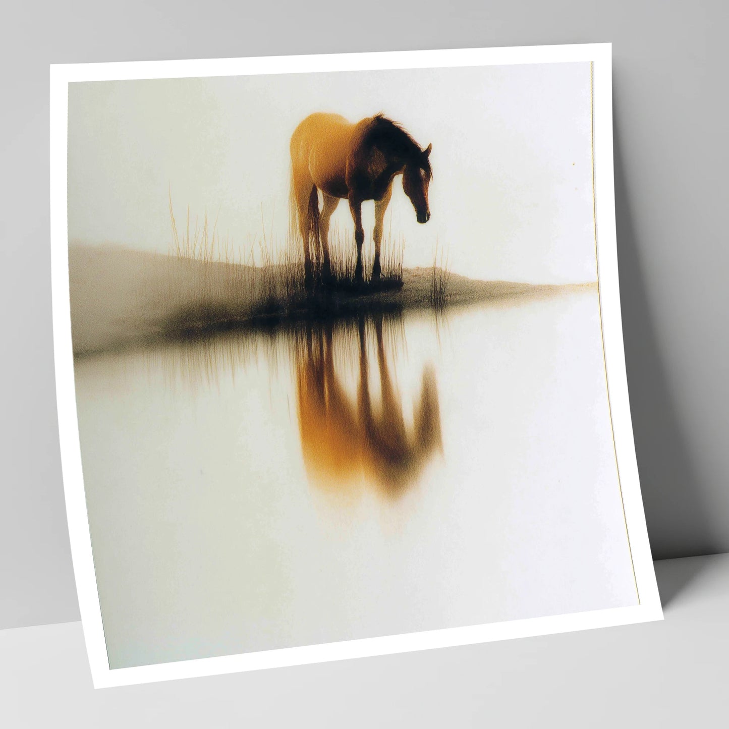 Amber Mist Reflection horse landscape art print