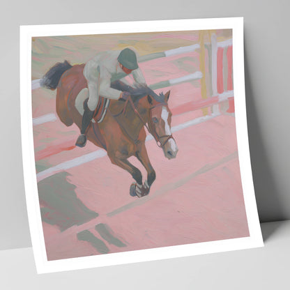 Suspended in Pink show jumping horse art print