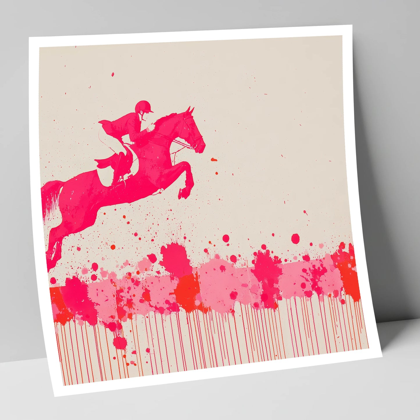 Magenta Flight show jumping horse art print