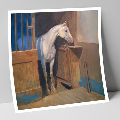 Solitude in the Stall horse stable art print