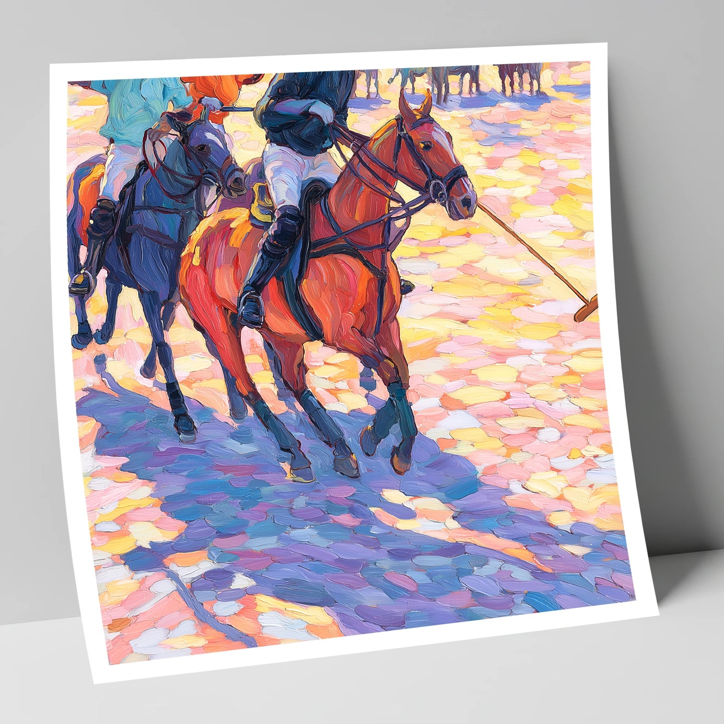 Sunset Chukka Shadows polo horse art print