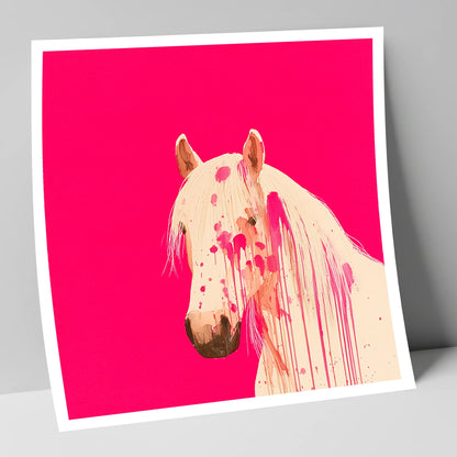 Modern Magenta Equine horse portrait art print