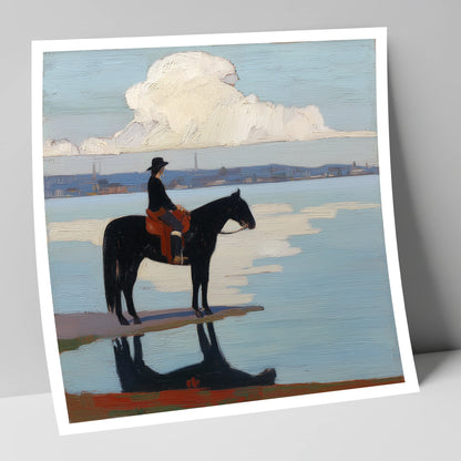 Solitude at the Shore beach horse art print