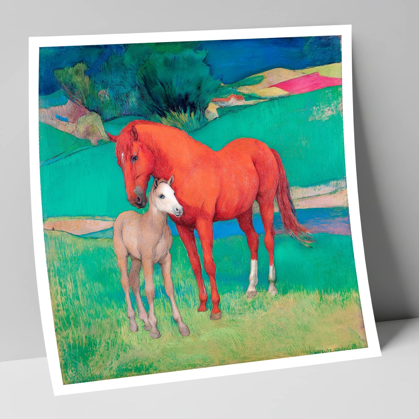 Vibrant Maternal Bond mare & foal art print