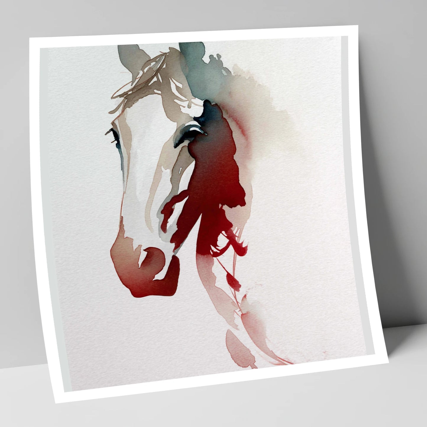 Ethereal Crimson Profile horse portrait art print