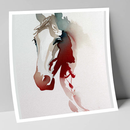 Ethereal Crimson Profile horse portrait art print