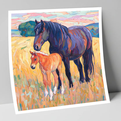 Vibrant Bond Mare and Foal mare & foal art print