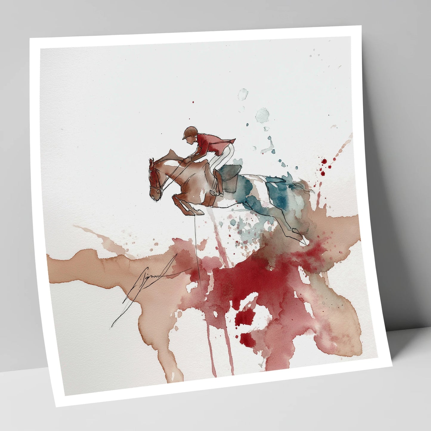 Crimson Flight show jumping horse art print
