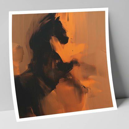 Amber Equine Silhouette horse portrait art print