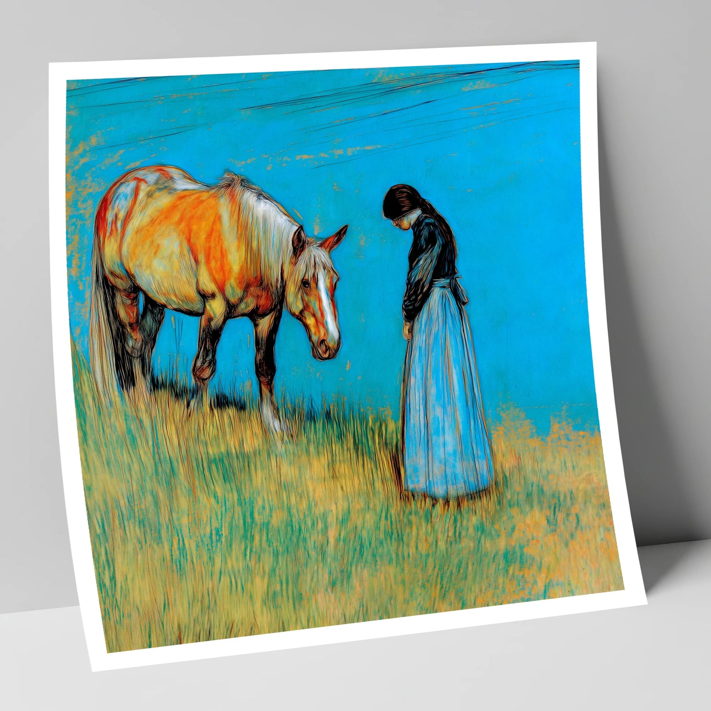 Cerulean Bond horse & rider art print