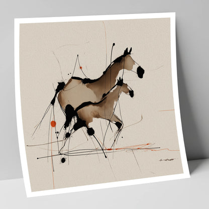Sepia Shadows mare & foal art print