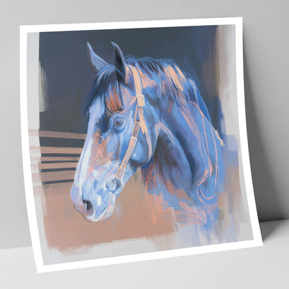 Serene Blue Profile horse portrait art print
