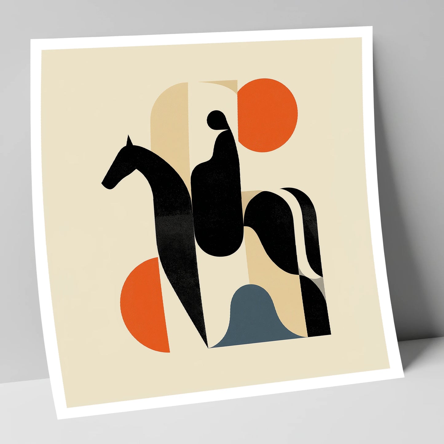 Mid-Century Silhouette horse & rider art print