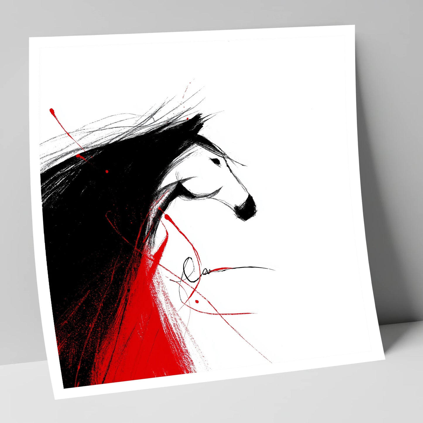 Crimson Spirit Silhouette horse portrait art print