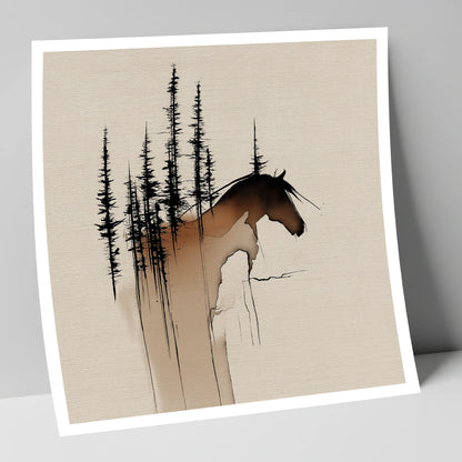 Timberline Silhouette horse landscape art print