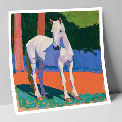 Vibrant Painted Grey Horse horse breed art print