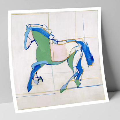 Azure and Emerald Canter horse portrait art print