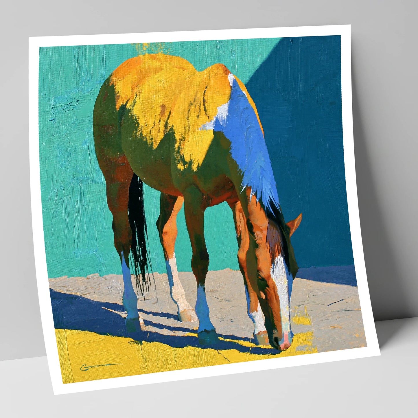 Grazing Horse in Vibrant Light horse breed art print