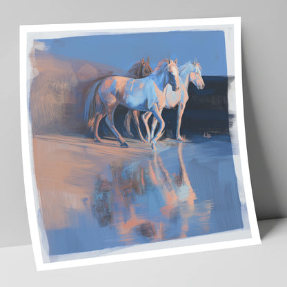Wild Reflections at Dawn wild horses art print