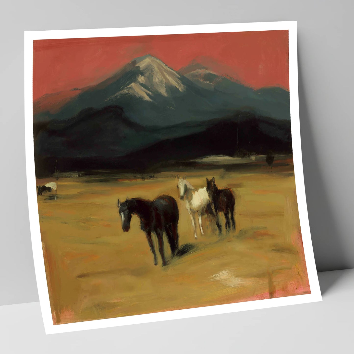 Crimson Sky Pastures horse landscape art print