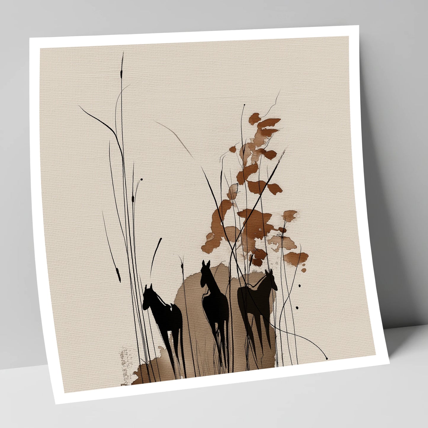 Serenity in the Reeds wild horses art print